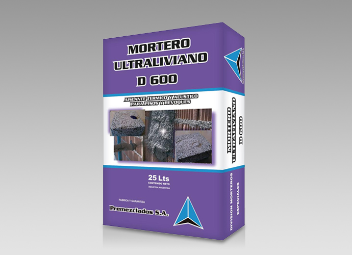 MORTERO ULTRA LIVIANO AISLANTE TERMICO Y ACUSTICO PARA PISOS Y REVOQUES D 600